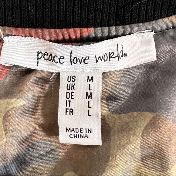 2pc Peace Love World “I Am Blessed” Velvet Bomber Jacket & Floral Camo Tank Set - Picture 7 of 16